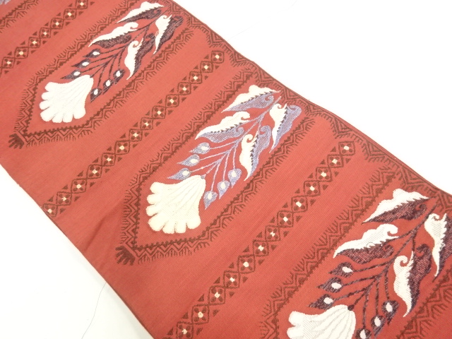 JAPANESE NAGOYA OBI / WOVEN FLORAL PLANTS